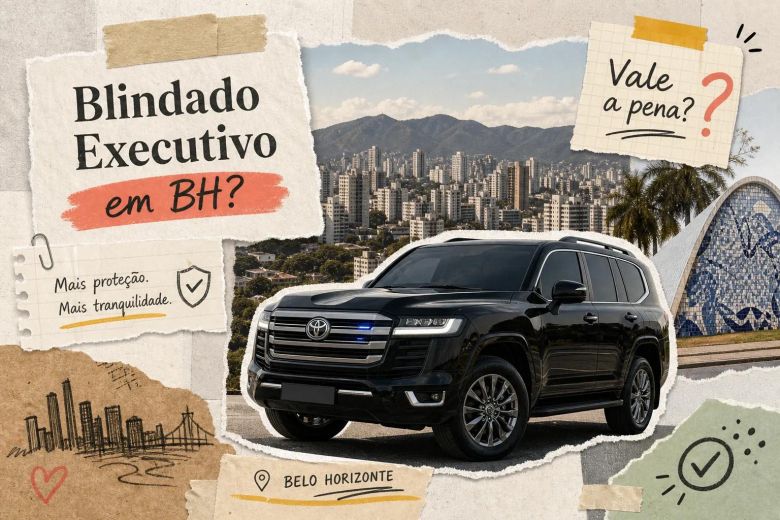 Carro blindado executivo em BH oferecendo transporte seguro e confortável para executivos.